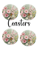Round Coaster Sublimation Prints 4 Per Sheet - Daisy Flowers