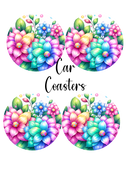 Car Coaster Sublimation Prints Colourful Succulents