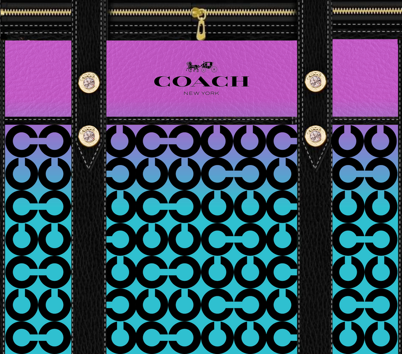 Teal Leather Coach 20oz Skinny Tumbler Printed Paper