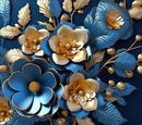3D Golden Blue Flower Floral 20oz Skinny Tumbler Printed Paper