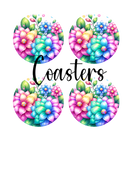 Round Coaster Sublimation Prints 4 Per Sheet - Succulents