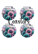 Round Coaster Sublimation Prints 4 Per Sheet - Florals