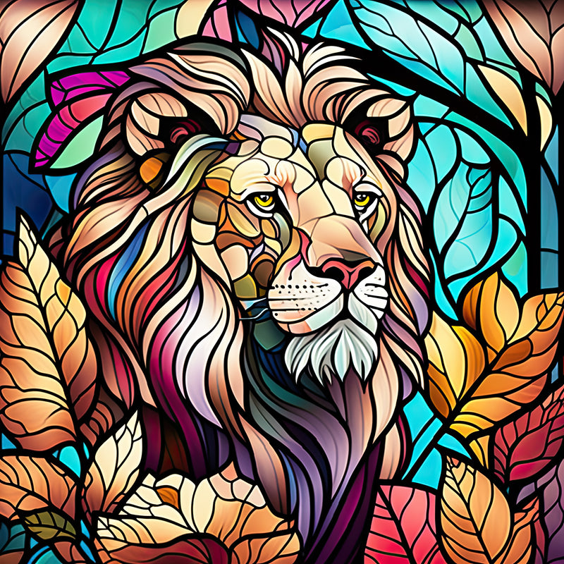 Stain Glass Lion 20oz Skinny Tumbler Printed Paper