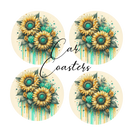 Car Coaster Sublimation Prints Sunflowers