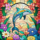 Stained Glass Floral Dolphin 20oz Skinny Tumbler Printed Paper