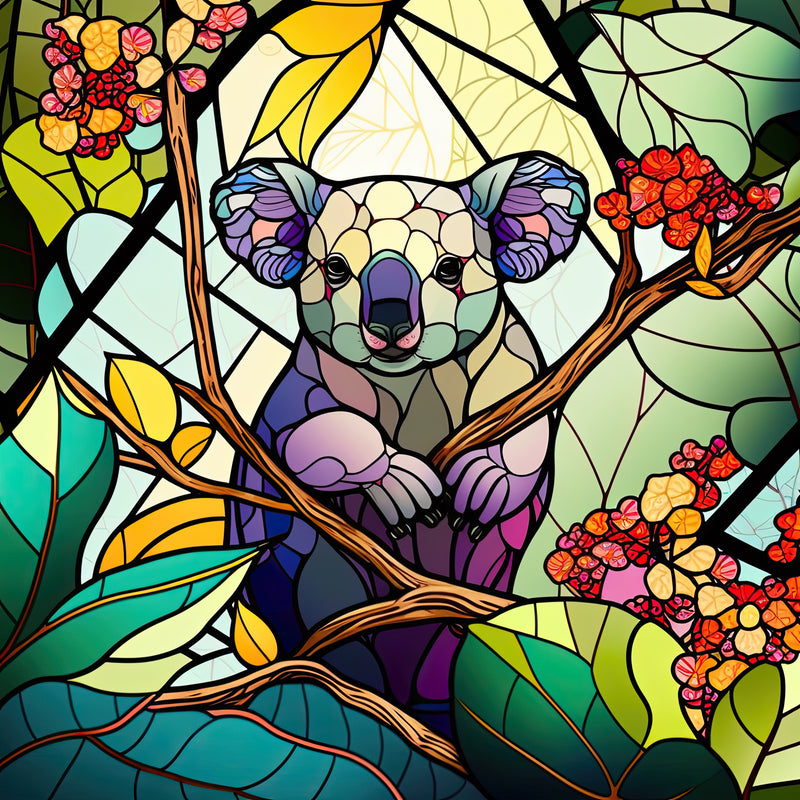 Stained Glass Koala 20oz Skinny Tumbler Printed Paper