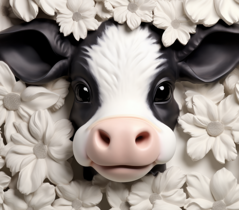 3D Cute baby cow 20oz Skinny Tumbler Printed Paper