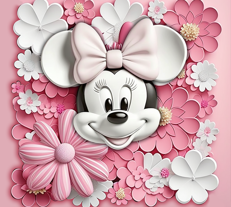 3D Pink and White Mrs Mouse 20oz Skinny Tumbler Printed Paper