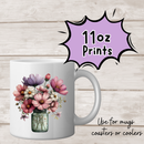 11oz Sublimation print - whim flowers
