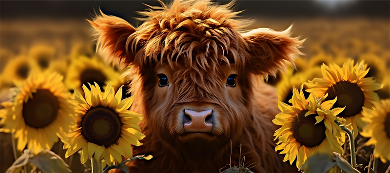 Sunflower Baby Cow Photo Printed Sublimation Paper for 11oz mug.