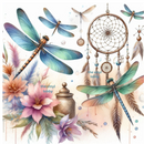 20oz Skinny Tumbler Printed Paper - Dragon Fly Dream Catcher