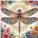 20oz Skinny Tumbler Printed Paper - Gold Floral Dragon Fly