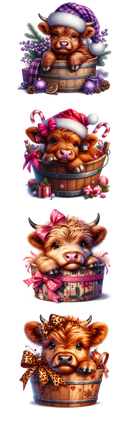 DTF Transfer Sheet  - Highlander Cow Christmas Gang Sheet