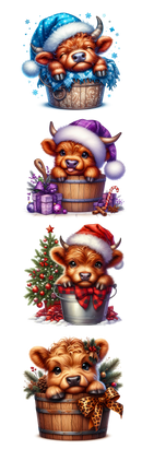DTF Transfer Sheet  - Highlander Cow Christmas Gang Sheet