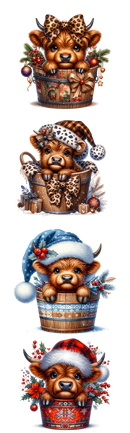 DTF Transfer Sheet  - Highlander Cow Christmas Gang Sheet
