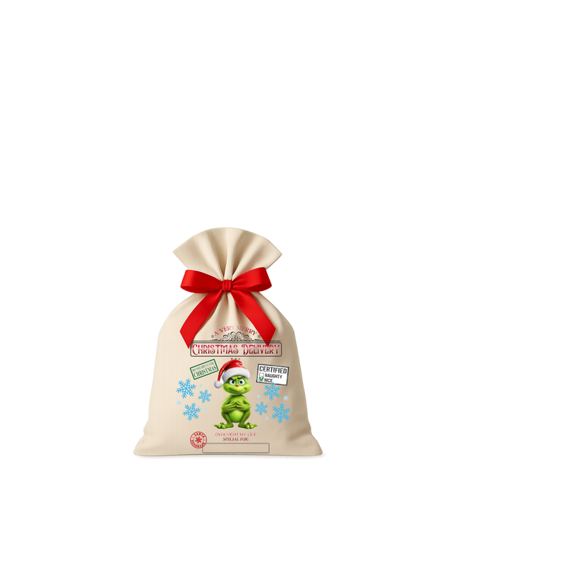 Santa Sack DTF Print - Christmas Grinch