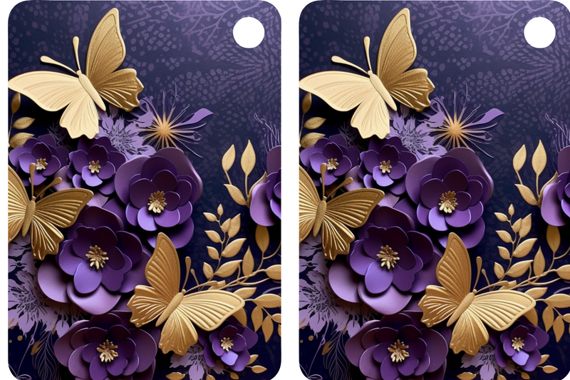 Golden Butterflies Sublimation Print to fit Sublimation Rectangle hardwood Keyrings.