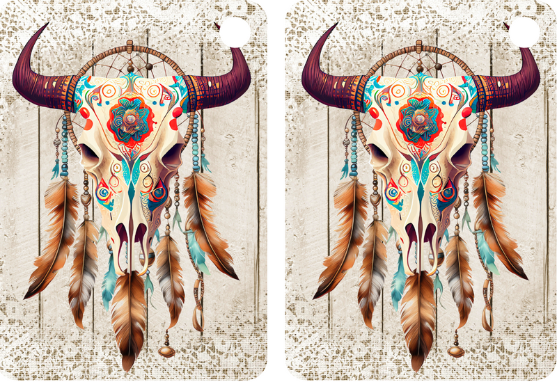 Cow Hide Dream Catcher Sublimation Print to fit Sublimation Rectangle hardwood Keyrings.