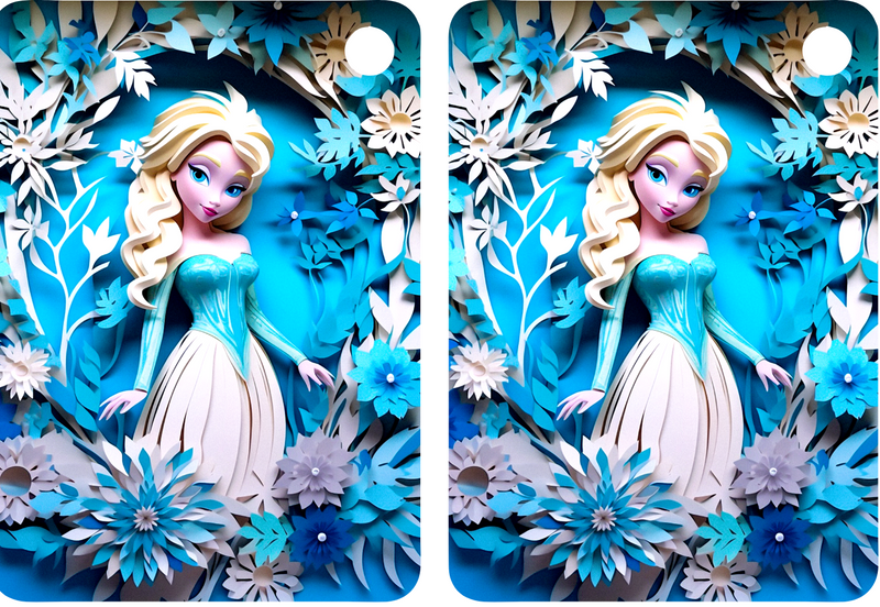 3D Princess Sublimation Print to fit Sublimation Rectangle hardwood Keyrings.
