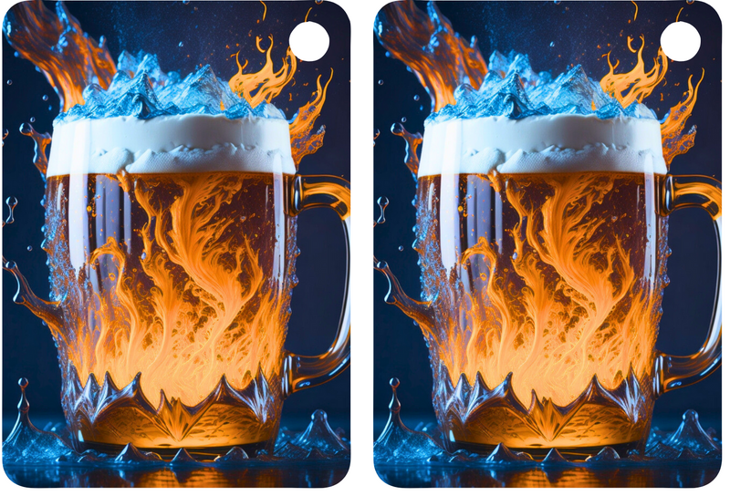 Beer Explosion Sublimation Print to fit Sublimation Rectangle hardwood Keyrings.