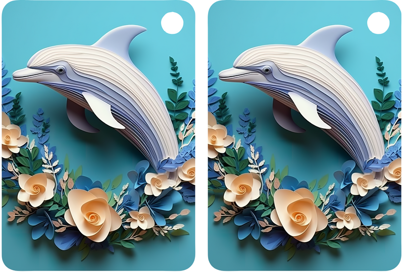 3D Dolphin Sublimation Print to fit Sublimation Rectangle hardwood Keyrings.