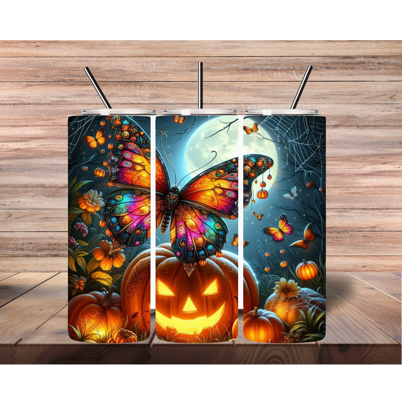 Halloween Butterfly Pumpkin 20oz Skinny Tumbler Printed Paper