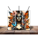 Blue, Orange Butterfly Lady 20oz Skinny Tumbler Printed Paper