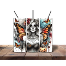 Halloween Orange Butterfly Lady 20oz Skinny Tumbler Printed Paper