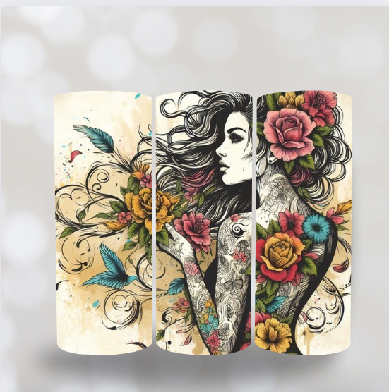 Tattoo Floral Lady Digital 20oz Skinny Tumbler Download file