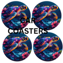 Car Coaster Sublimation Prints -Turtle