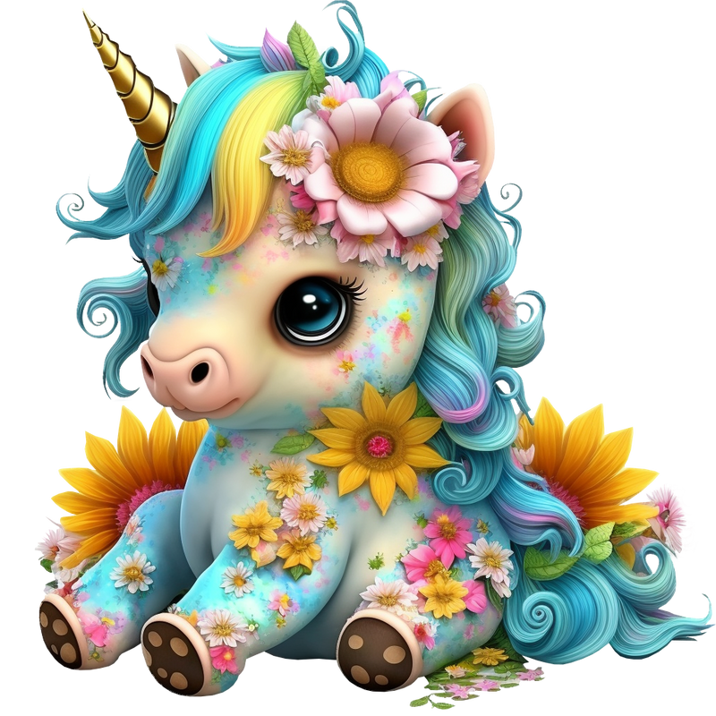 DTF Transfer Sheet - Sitting Rainbow Unicorn