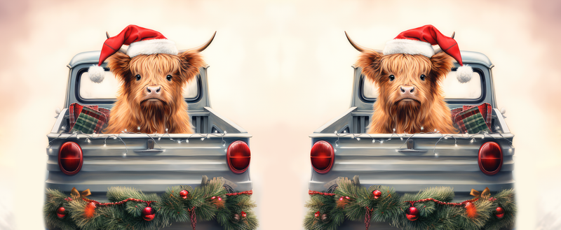 Christmas Highlander Cow Sublimation Paper for 11oz mug.