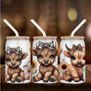 UV DTF 16oz Can Glass Wraps - HIGHLANDER COWS