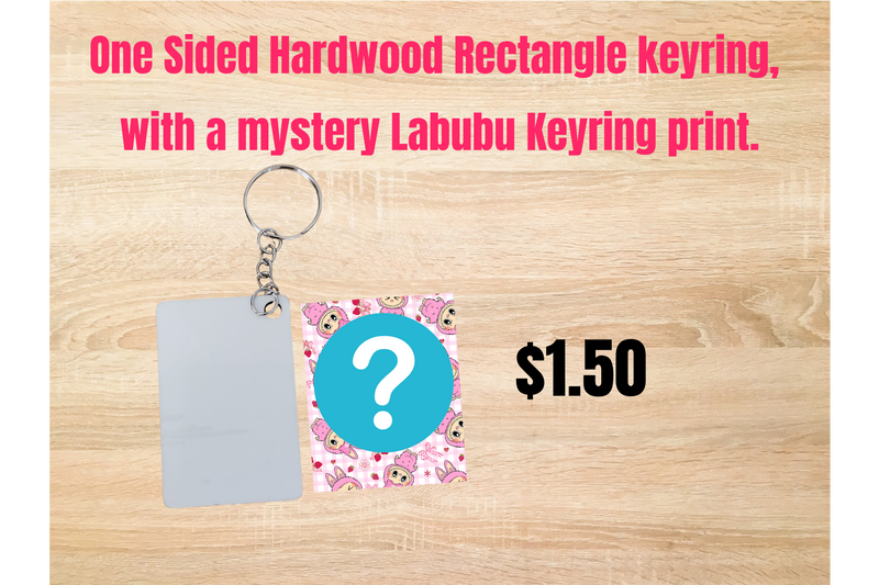 One Sided Sublimation Keyring, with a mystery labubu Sublimation keyring print