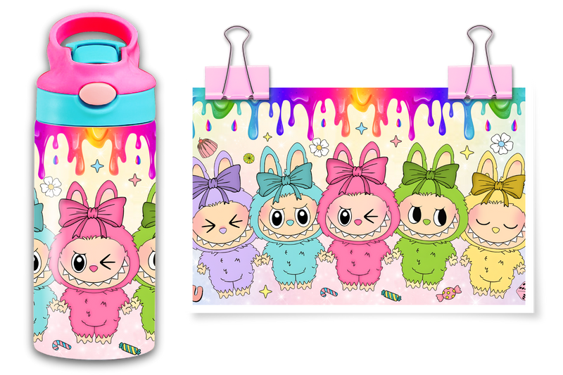 12oz Sublimation Flip Top Water Bottle Print - Bubu