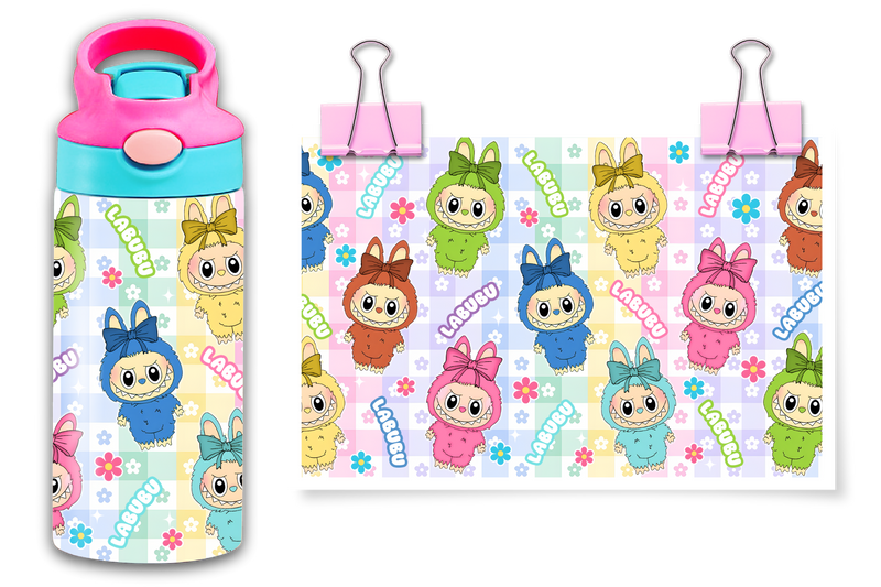 12oz Sublimation Flip Top Water Bottle Print - Bubu