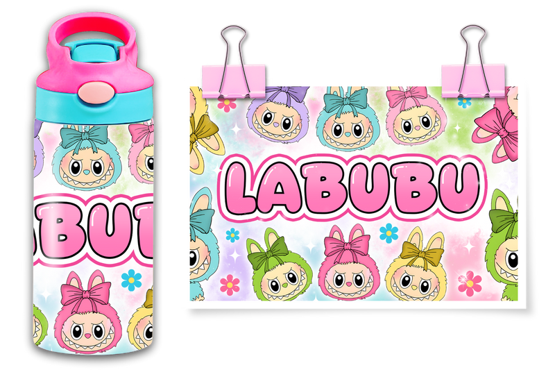 12oz Sublimation Flip Top Water Bottle Print - Bubu