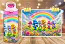 12oz Sublimation Flip Top Water Bottle Print - Dancing Care Bears