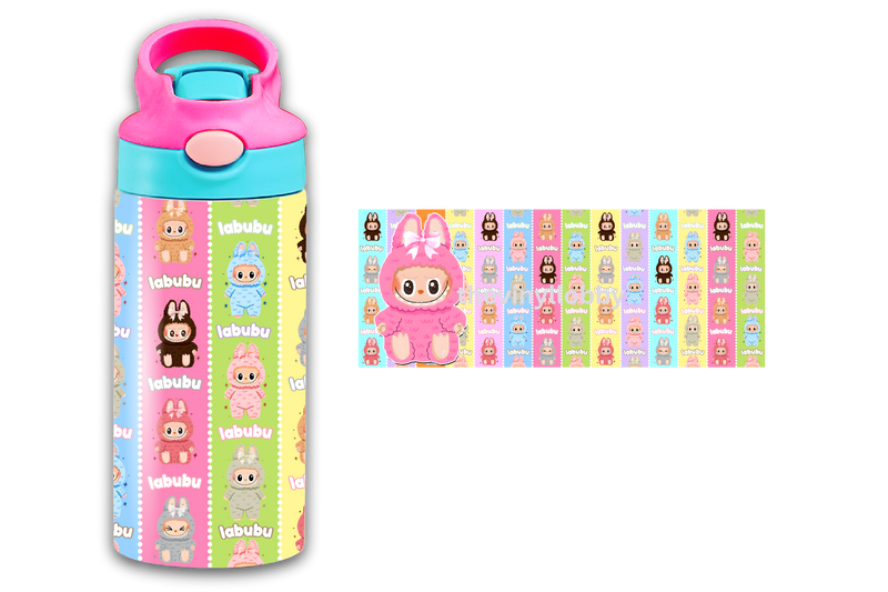 12oz Sublimation Flip Top Water Bottle Print - Bubu