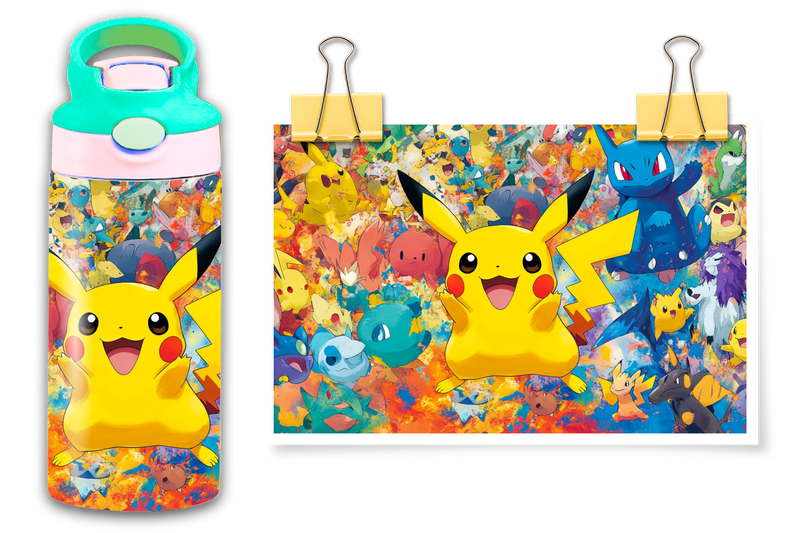 12oz Sublimation Flip Top Water Bottle Print - Pika