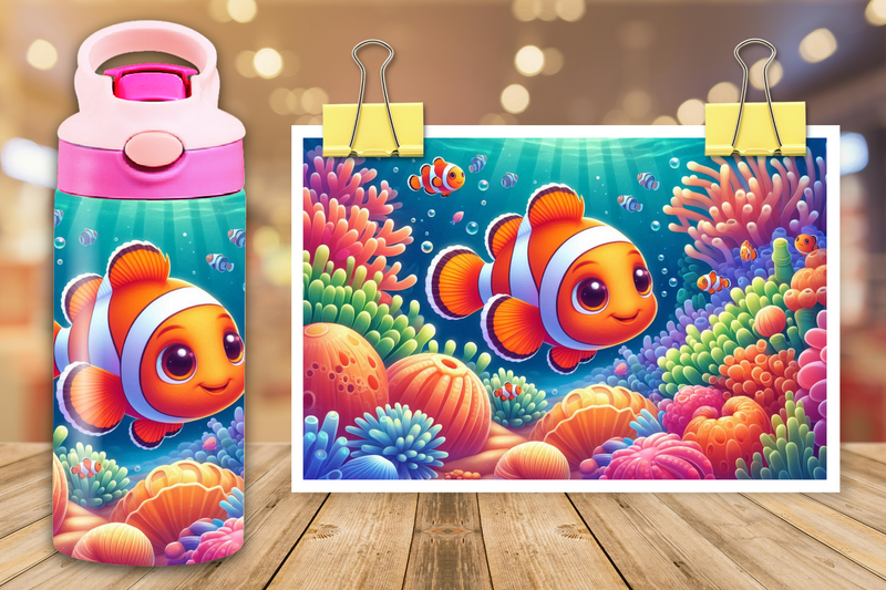 12oz Sublimation Flip Top Water Bottle Print - Nemo