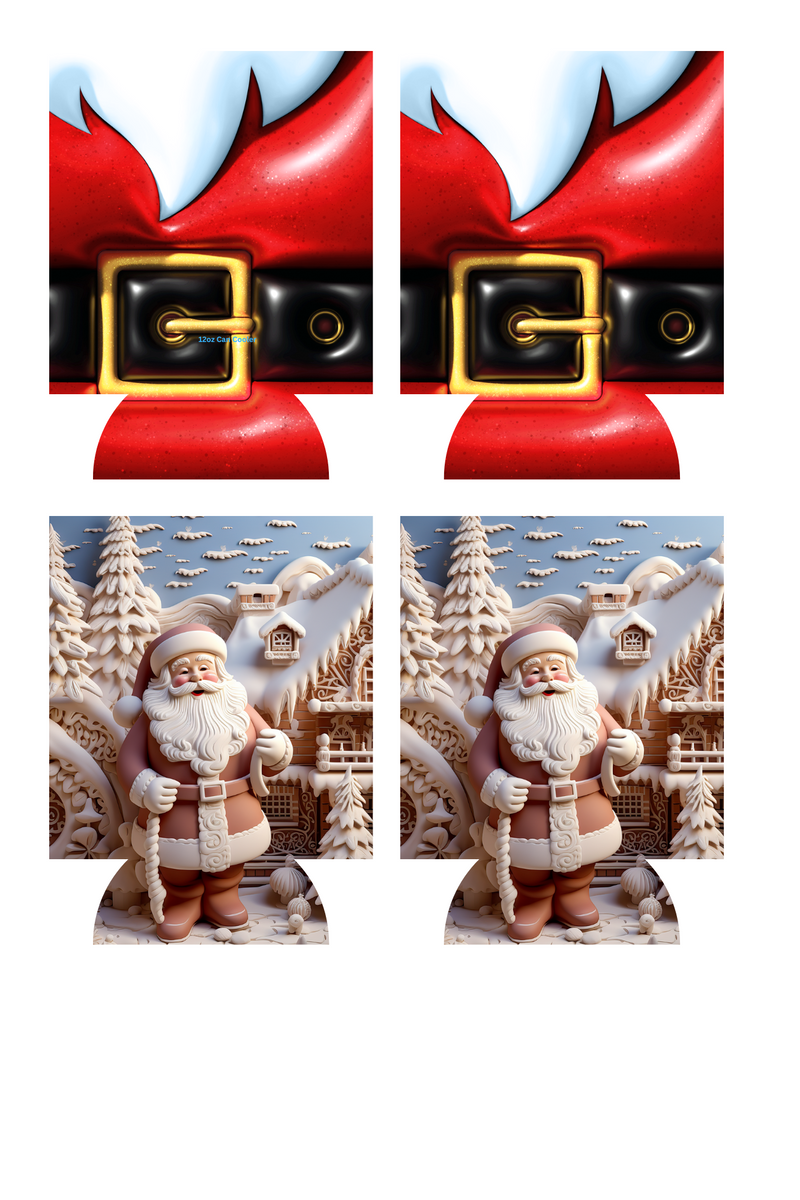 3D Santa suite/Santa Sublimation Print to fit Can/stubby Coolers.