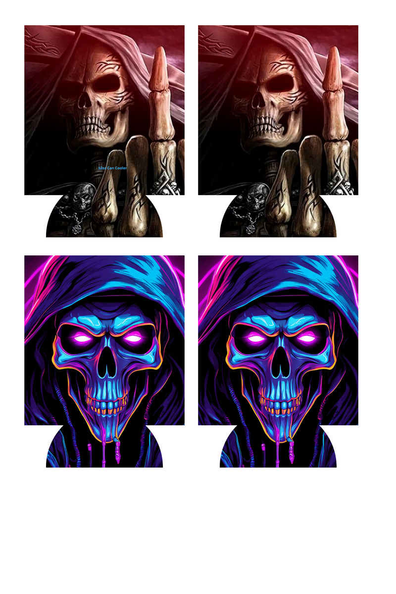 Bright Skull/Finger Skull Sublimation Print to fit Can/stubby Coolers.