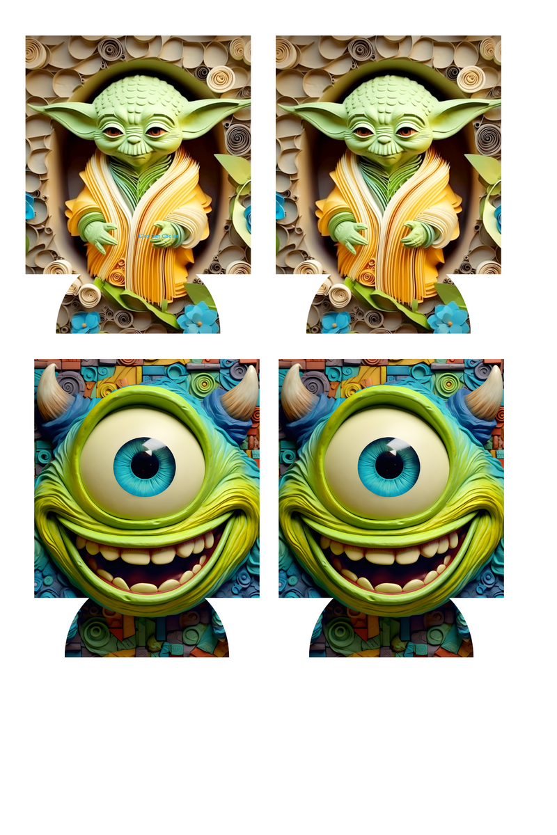 3D Big Eye/Gremlin Sublimation Print to fit Can/stubby Coolers.