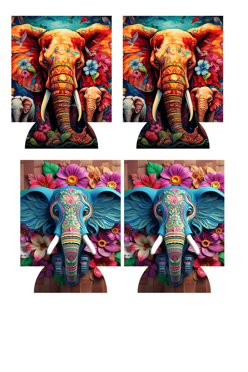 3D Elephants Sublimation Print to fit Can/stubby Coolers.