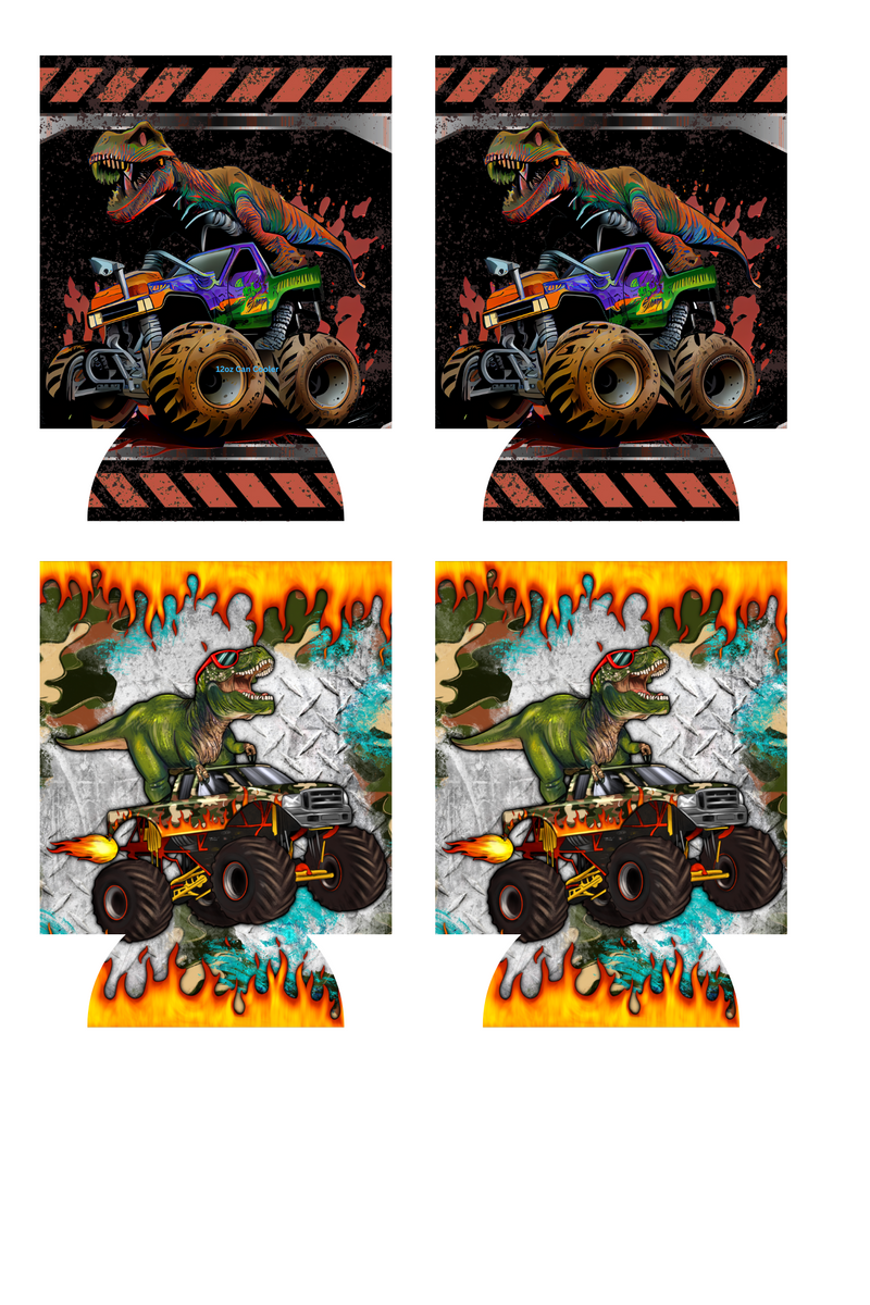 Monster Trucks Sublimation Print to fit Can/stubby Coolers.