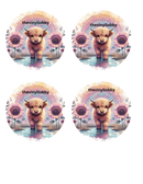 Car Coaster Sublimation Prints - Sunflower Highlander Cow