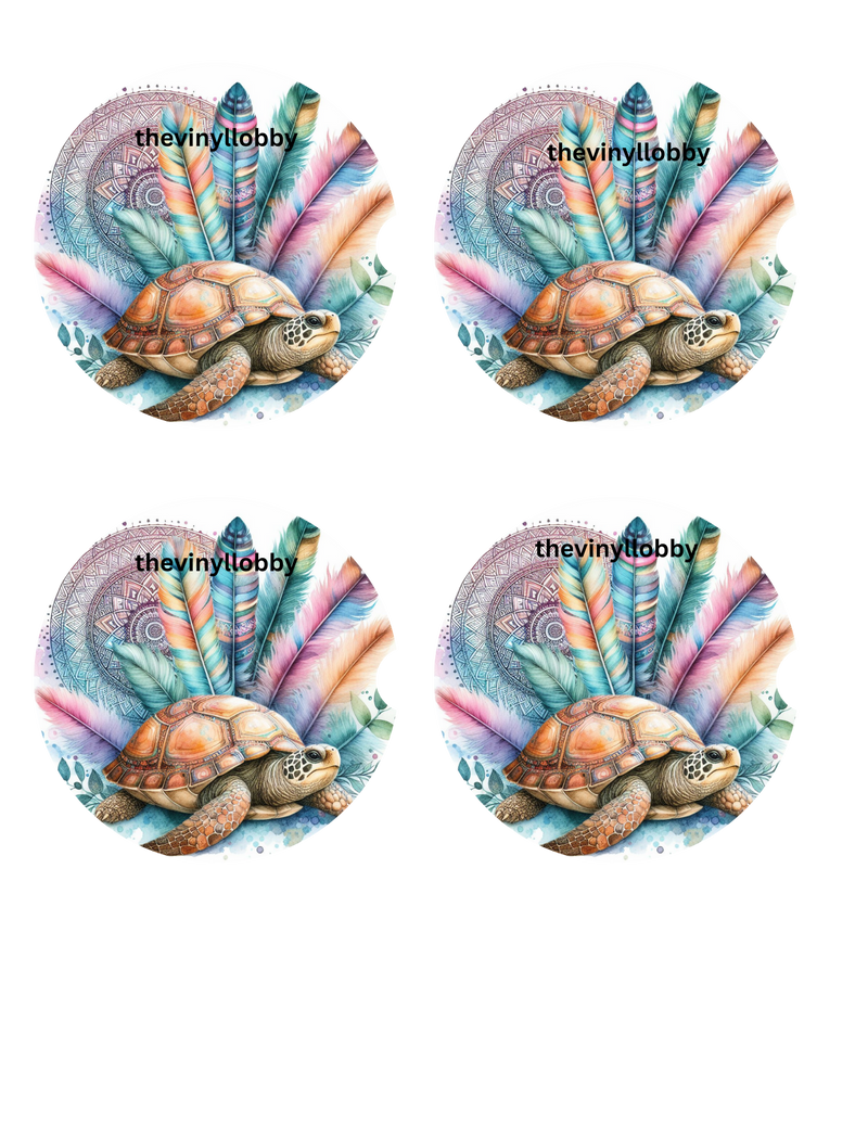 Car Coaster Sublimation Prints -Turtle Feathers