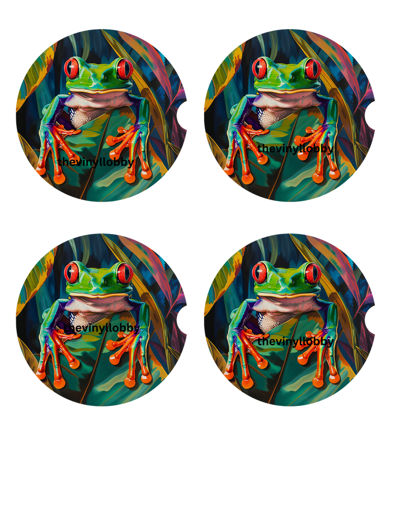 Car Coaster Sublimation Prints - Colourful Frog