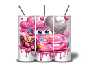 20oz Skinny Tumbler Printed Paper - Pink Race Car